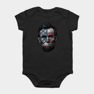 President Abraham Abe Lincoln with USA Flag Overlay Baby Bodysuit